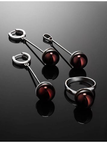 Silver Dangles With Cherry Amber The Paris, image , picture 6