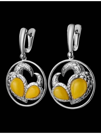 Stylish  Amber Dangle Earrings In Sterling Silver The Eagles, image , picture 4