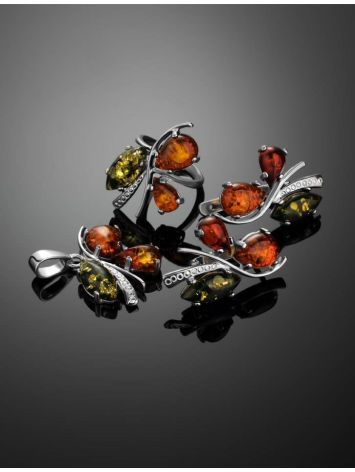 Multicolor Amber Earrings In Sterling Silver The Verbena, image , picture 5