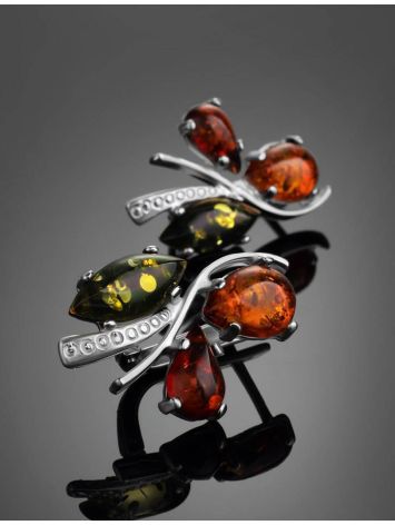 Multicolor Amber Earrings In Sterling Silver The Verbena, image , picture 2