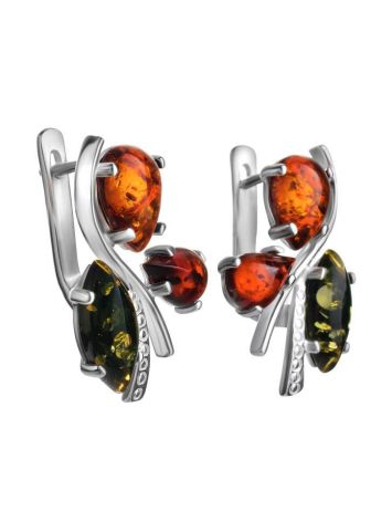 Multicolor Amber Earrings In Sterling Silver The Verbena, image , picture 3
