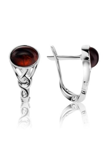 Filigree Silver earrings With Cognac Amber The Freya, image , picture 4