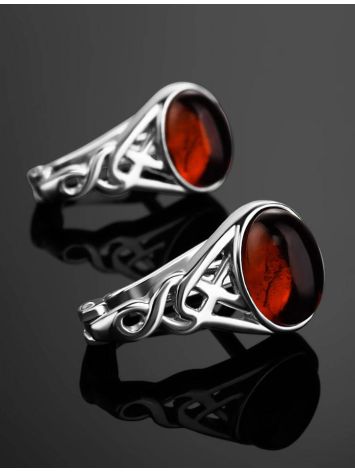 Filigree Silver earrings With Cognac Amber The Freya, image , picture 2