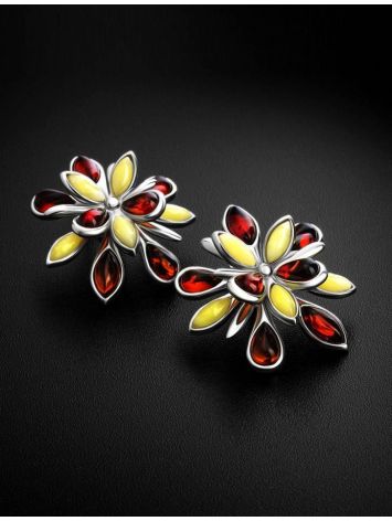 Floral Amber Earrings In Sterling Silver The Dahlia, image , picture 2