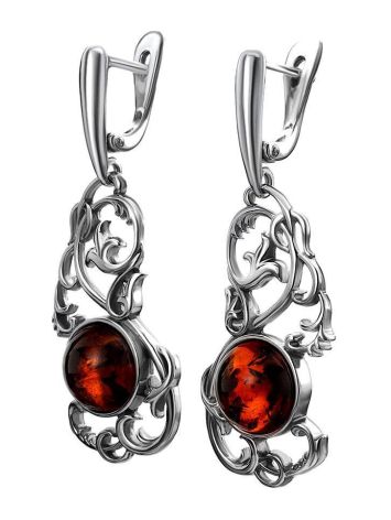 Wonderful Filigree Silver Drop Earrings With Cherry Amber The Tivoli, image , picture 4