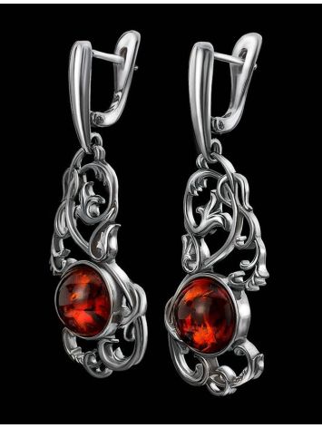 Wonderful Filigree Silver Drop Earrings With Cherry Amber The Tivoli, image , picture 5