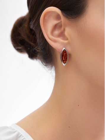 Cognac Amber Earrings In Sterling Silver The Amaranth, image , picture 3