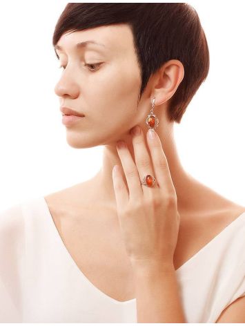 Drop Amber Earrings In Sterling Silver The Carmen, image , picture 2