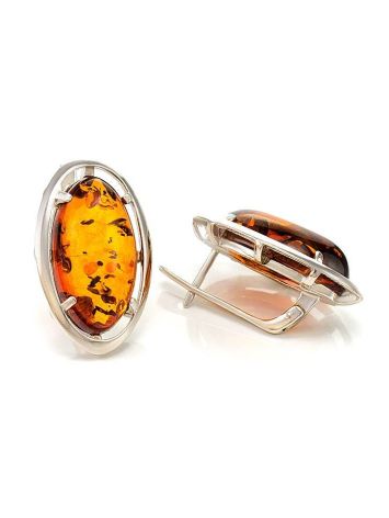 Cognac Amber Earrings In Sterling Silver The Elegy, image , picture 3
