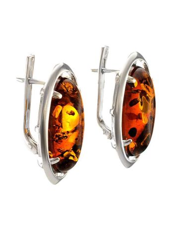 Cognac Amber Earrings In Sterling Silver The Elegy, image , picture 4