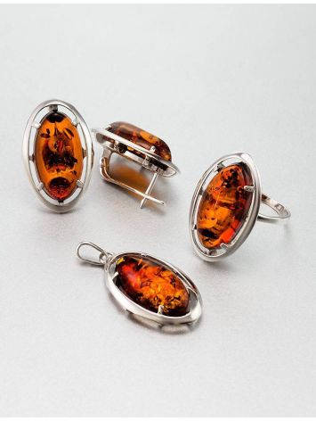 Cognac Amber Earrings In Sterling Silver The Elegy, image , picture 5