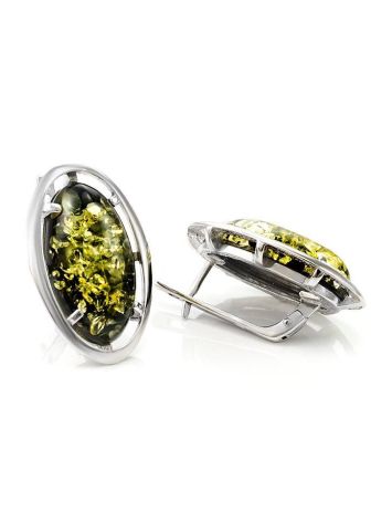 Bright Green Amber Earrings In Sterling Silver The Elegy, image , picture 4
