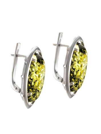 Bright Green Amber Earrings In Sterling Silver The Elegy, image , picture 5