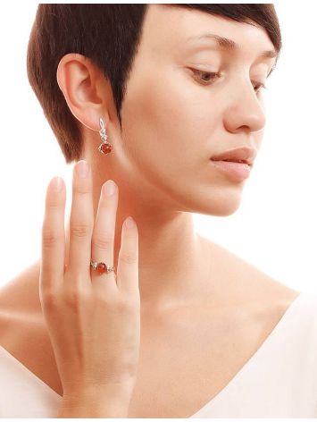 Drop Amber Earrings In Sterling Silver With Crystals The Sambia, image , picture 3