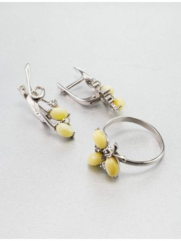 Honey Amber Earrings In Sterling Silver With Crystals The Verbena, image , picture 4