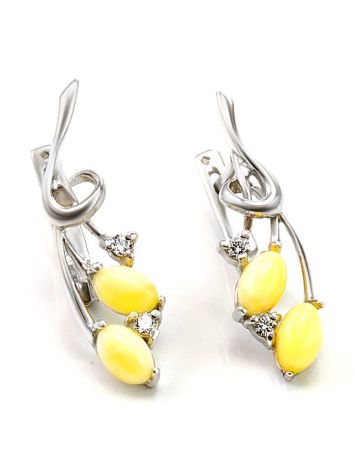 Honey Amber Earrings In Sterling Silver With Crystals The Verbena, image , picture 3