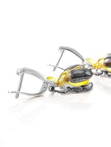 Drop Amber Earrings In Sterling Silver The Scarab, image , picture 5