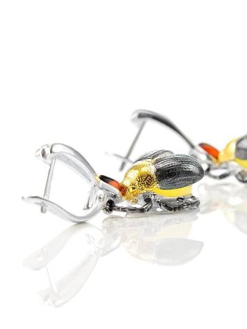 Drop Amber Earrings In Sterling Silver The Scarab, image , picture 4