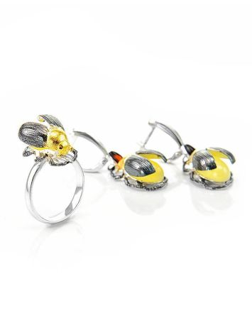 Drop Amber Earrings In Sterling Silver The Scarab, image , picture 5