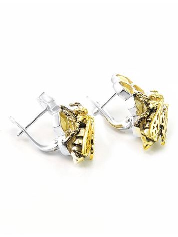 Honey Amber Earrings In Sterling Silver The Bee, image , picture 4