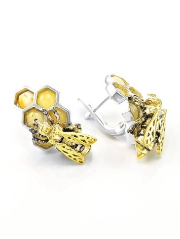 Honey Amber Earrings In Sterling Silver The Bee, image , picture 3