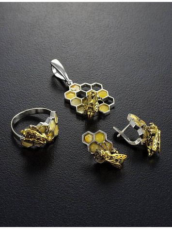 Honey Amber Earrings In Sterling Silver The Bee, image , picture 5