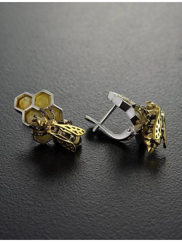 Honey Amber Earrings In Sterling Silver The Bee, image , picture 2