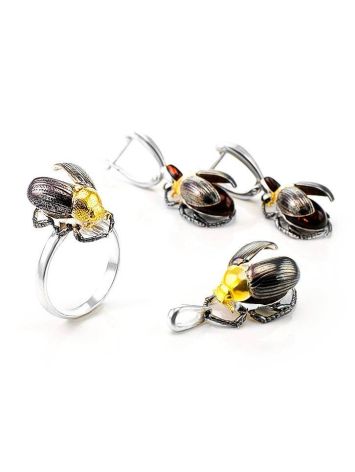 Drop Amber Earrings In Sterling Silver The Scarab, image , picture 6
