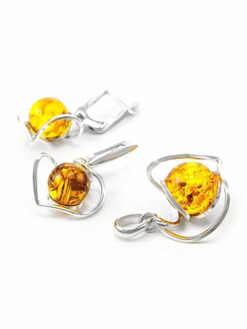 Lemon Amber Earrings In Sterling Silver The Flamenco, image , picture 5
