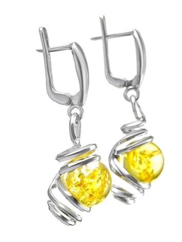 Drop Amber Earrings In Sterling Silver The Flamenco, image , picture 4