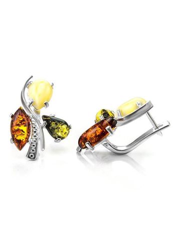 Bold Multicolor Amber Earrings In Sterling Silver The Verbena, image , picture 3
