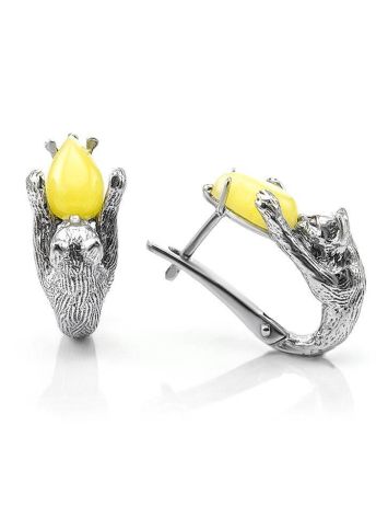 Cute And Fabulous Sterling SilverEarrings With Honey Amber The Cats Collection, image , picture 4