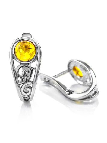 Cute Silver Earrings With Cognac Amber The Scheherazade, image , picture 3