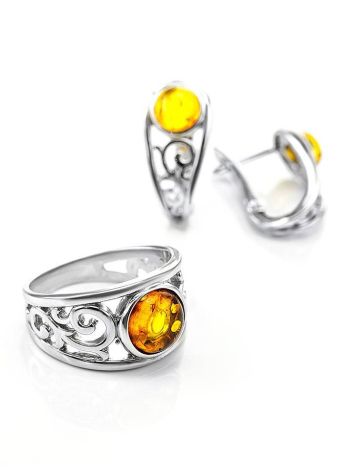 Cute Silver Earrings With Cognac Amber The Scheherazade, image , picture 5