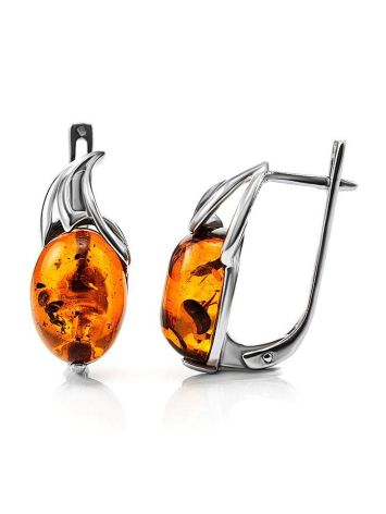 Cognac Amber Earrings In Sterling Silver The Palermo, image , picture 4