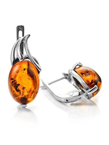Cognac Amber Earrings In Sterling Silver The Palermo, image , picture 3