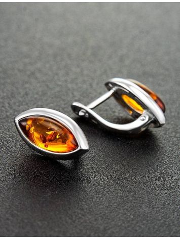 Cognac Amber Earrings In Sterling Silver The Amaranth, image , picture 2