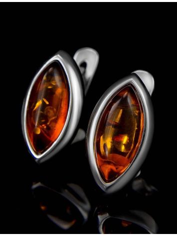 Cognac Amber Earrings In Sterling Silver The Amaranth, image , picture 4