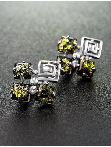 Green Amber Earrings In Sterling Silver The Vernissage, image , picture 2