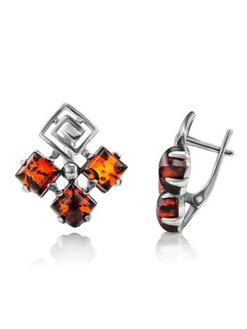 Cognac Amber Earrings In Sterling Silver The Vernissage, image , picture 4