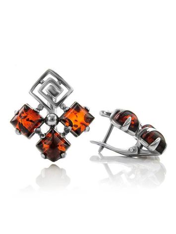 Cognac Amber Earrings In Sterling Silver The Vernissage, image , picture 5