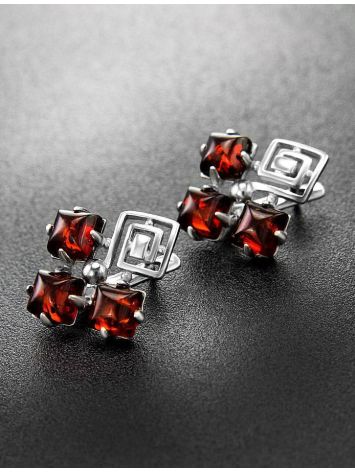 Cognac Amber Earrings In Sterling Silver The Vernissage, image , picture 2