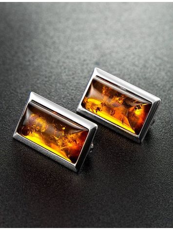 Cognac Amber Earrings In Sterling Silver The Chelsea, image , picture 2