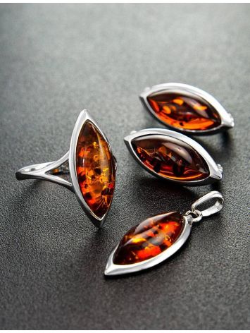 Cognac Amber Earrings In Sterling Silver The Amaranth, image , picture 5