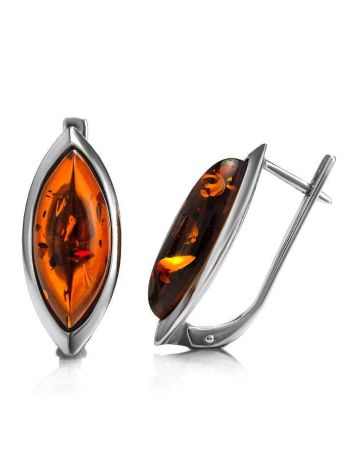 Cognac Amber Earrings In Sterling Silver The Amaranth, image , picture 4