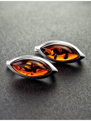 Cognac Amber Earrings In Sterling Silver The Amaranth, image , picture 2