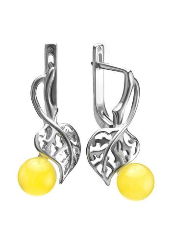 Honey Amber Earrings In Sterling Silver The Florina, image , picture 4