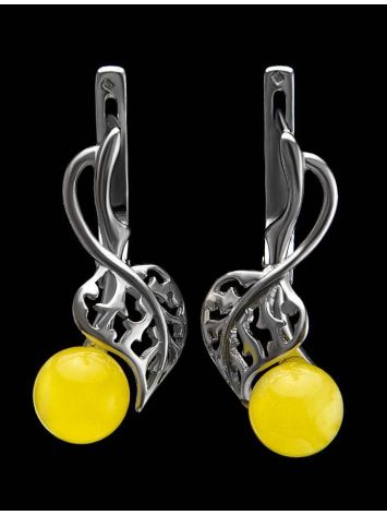 Honey Amber Earrings In Sterling Silver The Florina, image , picture 3