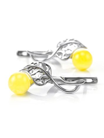 Honey Amber Earrings In Sterling Silver The Florina, image , picture 2