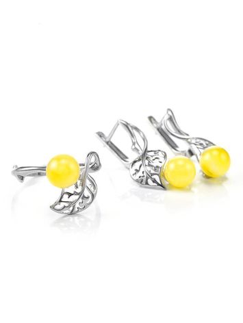 Honey Amber Earrings In Sterling Silver The Florina, image , picture 5